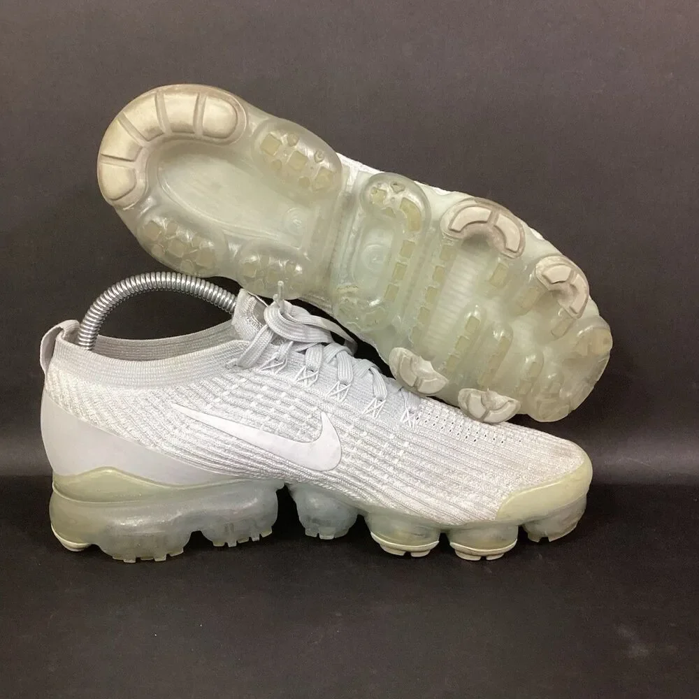 Nike Air VaporMax Flyknit 3 Womens Sz 10 Pure Platinum - Gray-Green - AJ6910-100
